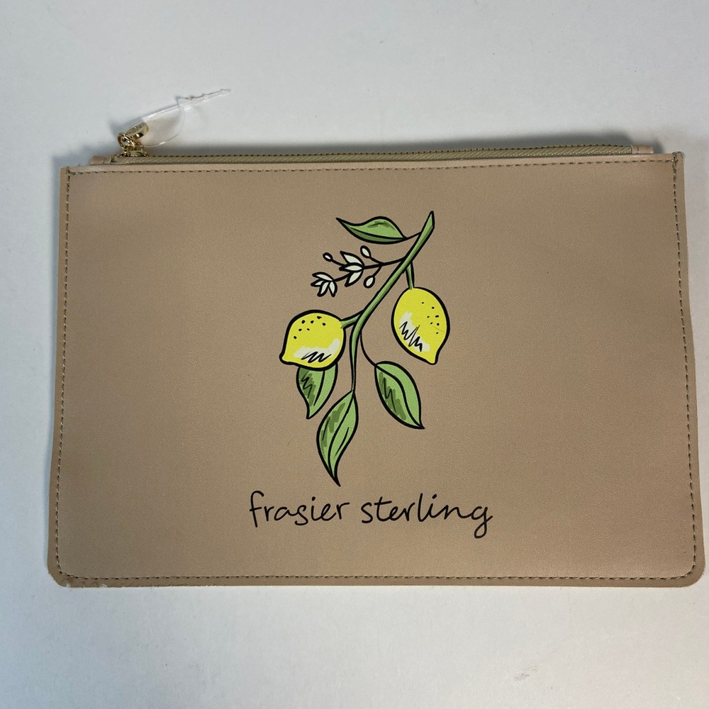 Frasier Sterling Lemon Fruitcore Graphic Vegan Leather Zipper Pouch Makeup Bag